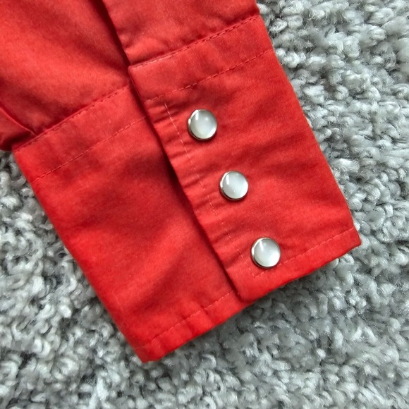 High Country Shirt Mens Medium Orange Western Pearl Snap Cowboy Rodeo Ranchwear‎ - Picture 9 of 13